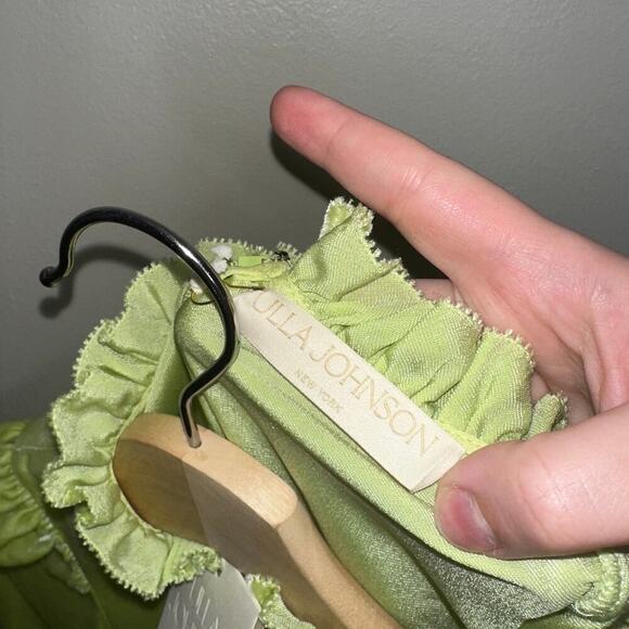 Ulla Johnson NWT $450 Marlene Velvet Long Sleeve Blouse Pistachio Green Size 2 - Picture 4 of 8